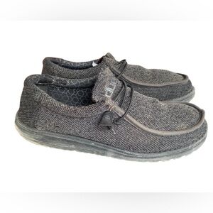 Hey Dude Men's Wally Sox Micro Casual Shoes in Total Black Size 9